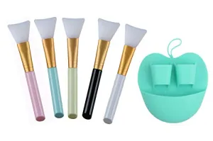 1 Silicone Face Cleanser Plus 5 PCS Silicone Face Mask Brush, Mask Beauty Tool Soft Silicone Facial Mud Mask Applicator Brush tool, Applicator for Mud, Clay, Charcoal mixed mud, and Body Butter Applic