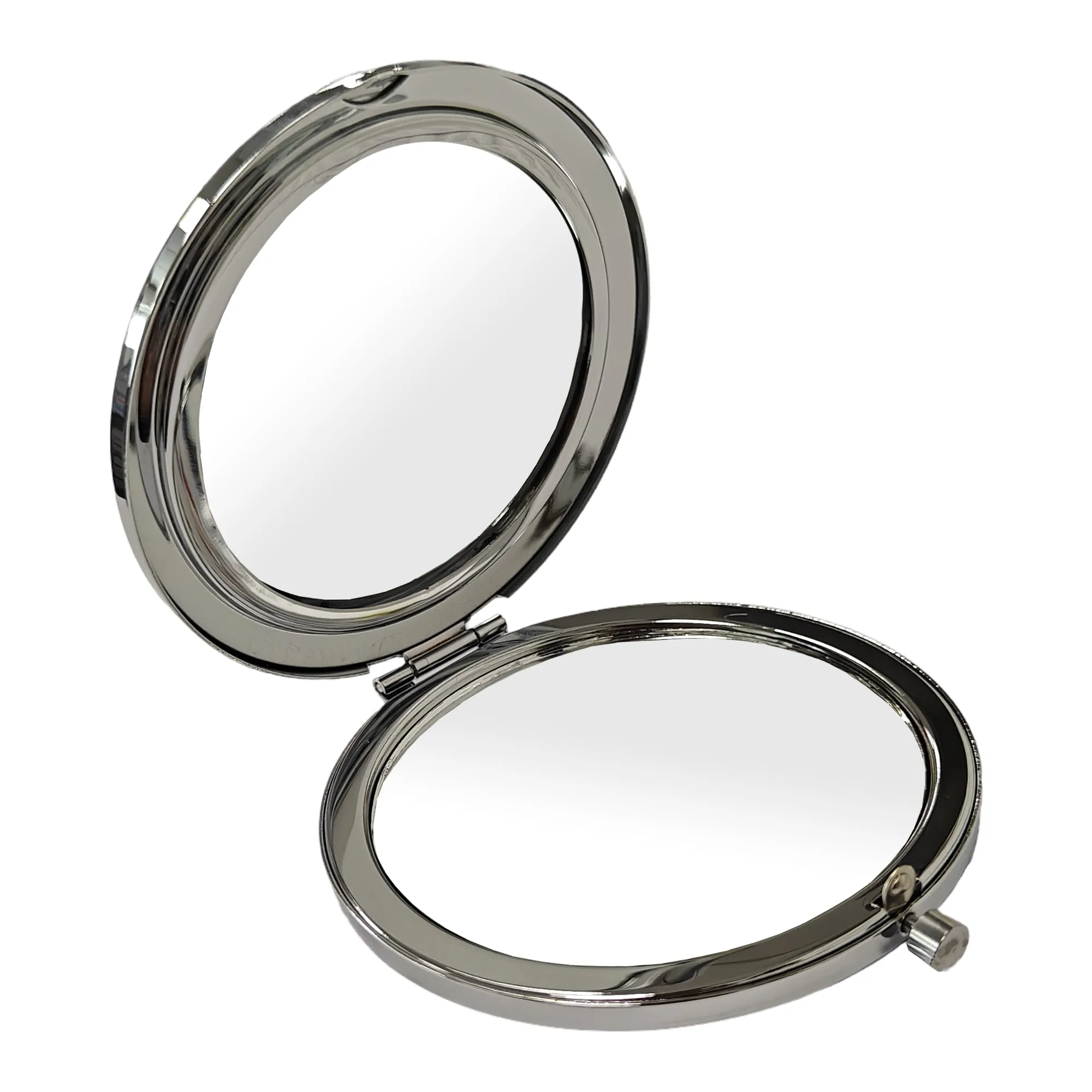10 x Compact Mirror - Chrome with Push Button - Round