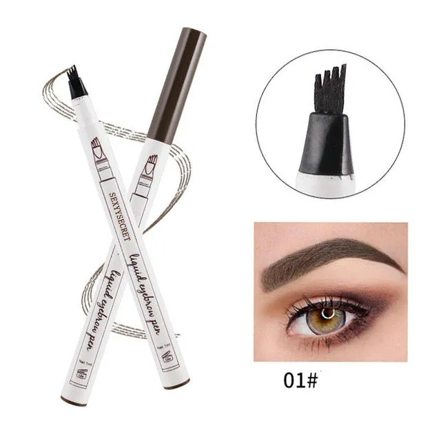 13 Colors Microblading Eyebrow Marker Pen 4 Head Liquid Eyebrow Thin Pencil Waterproof Tattoo Eye Brow Pen Smudge-proof Make Up
