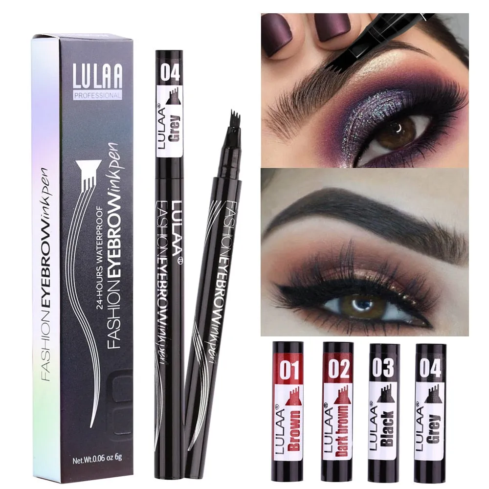 13 Colors Microblading Eyebrow Marker Pen 4 Head Liquid Eyebrow Thin Pencil Waterproof Tattoo Eye Brow Pen Smudge-proof Make Up
