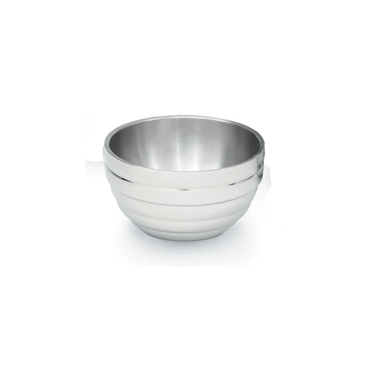 1.7-quart round double-wall stainless steel serving bowl with beehive pattern
