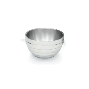 1.7-quart round double-wall stainless steel serving bowl with beehive pattern