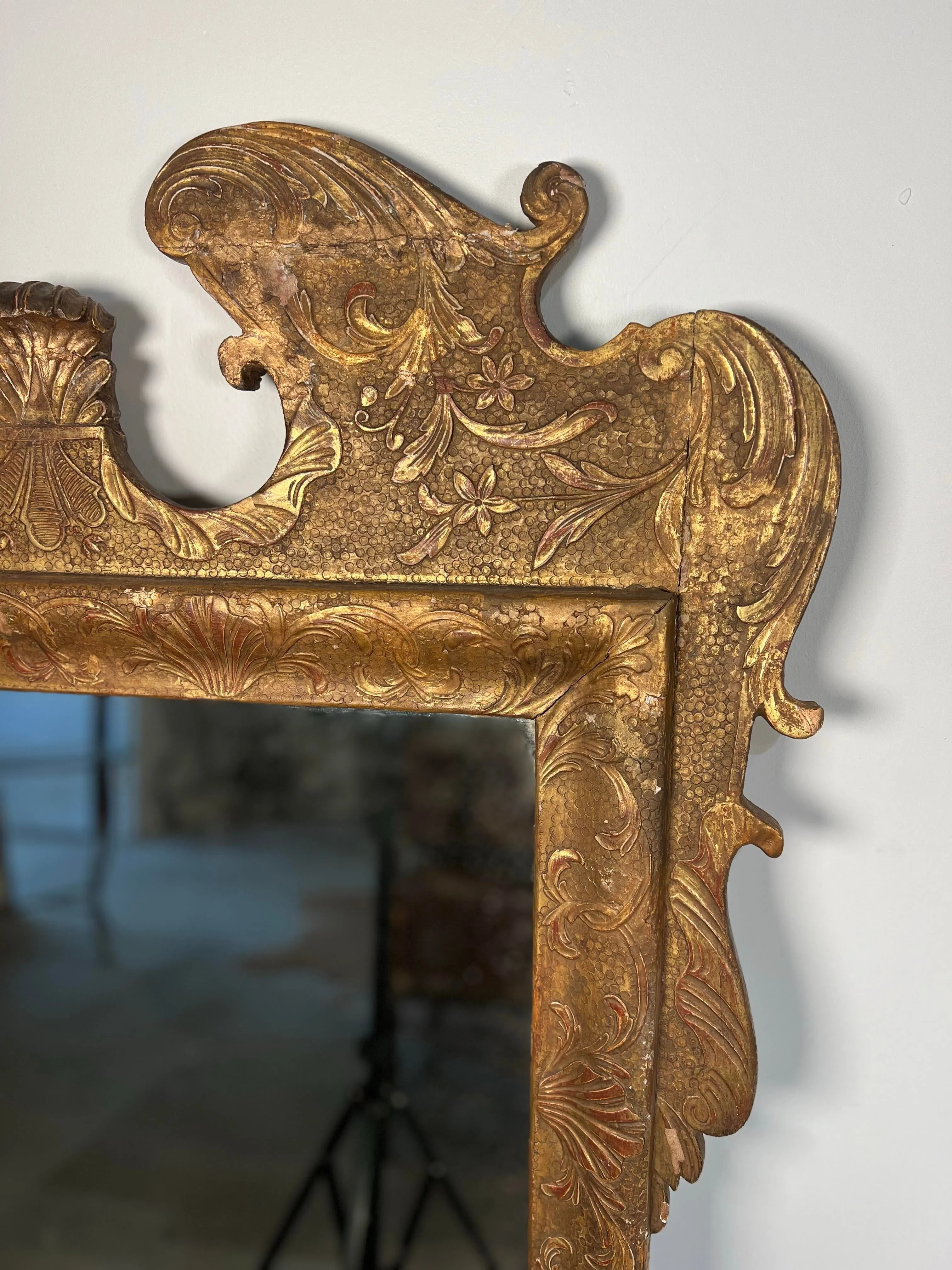 18th Century English George II Gilt Carved Mirror