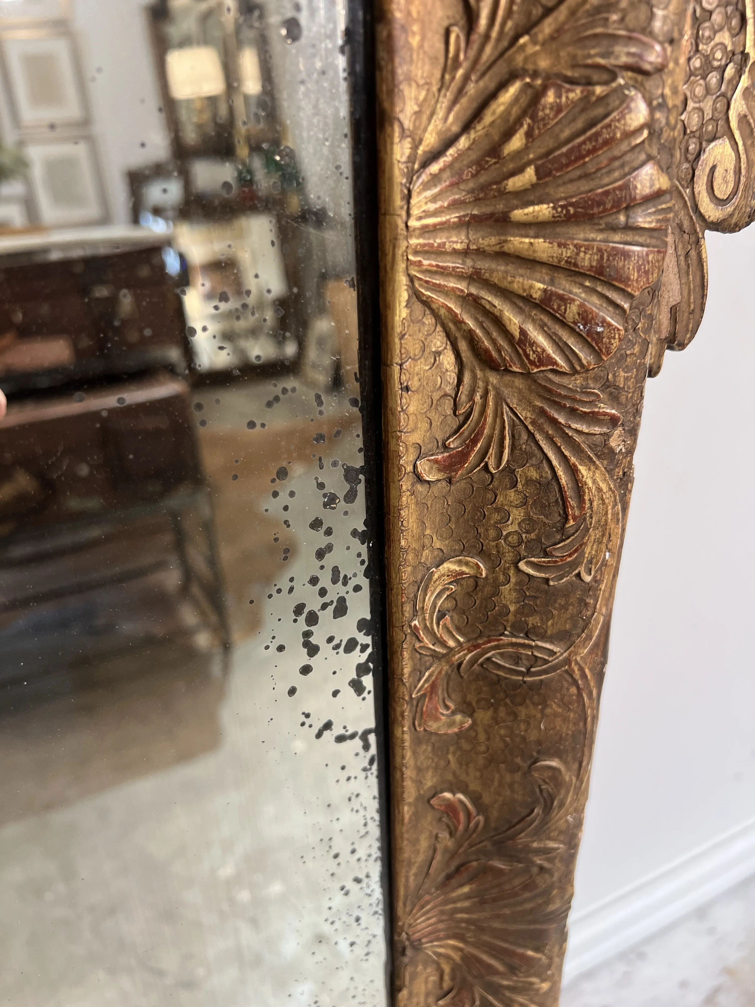 18th Century English George II Gilt Carved Mirror