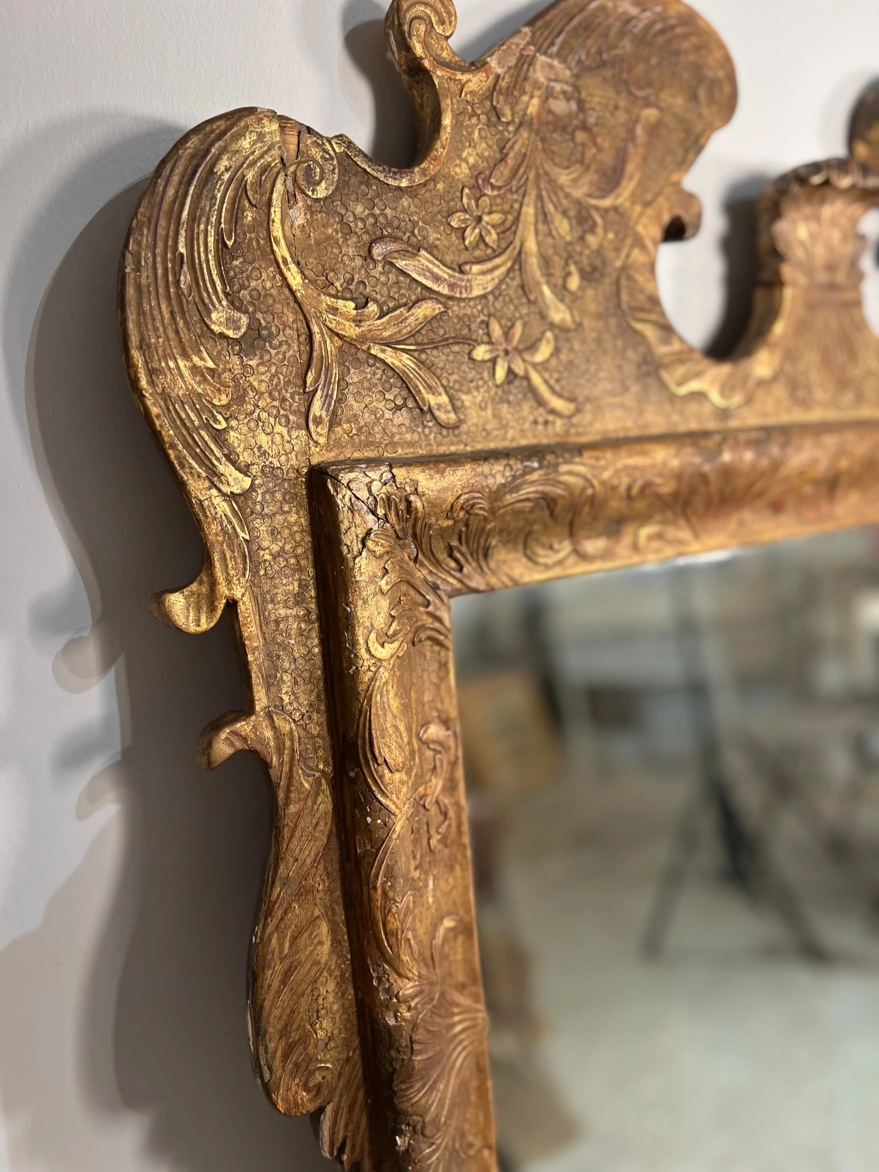 18th Century English George II Gilt Carved Mirror
