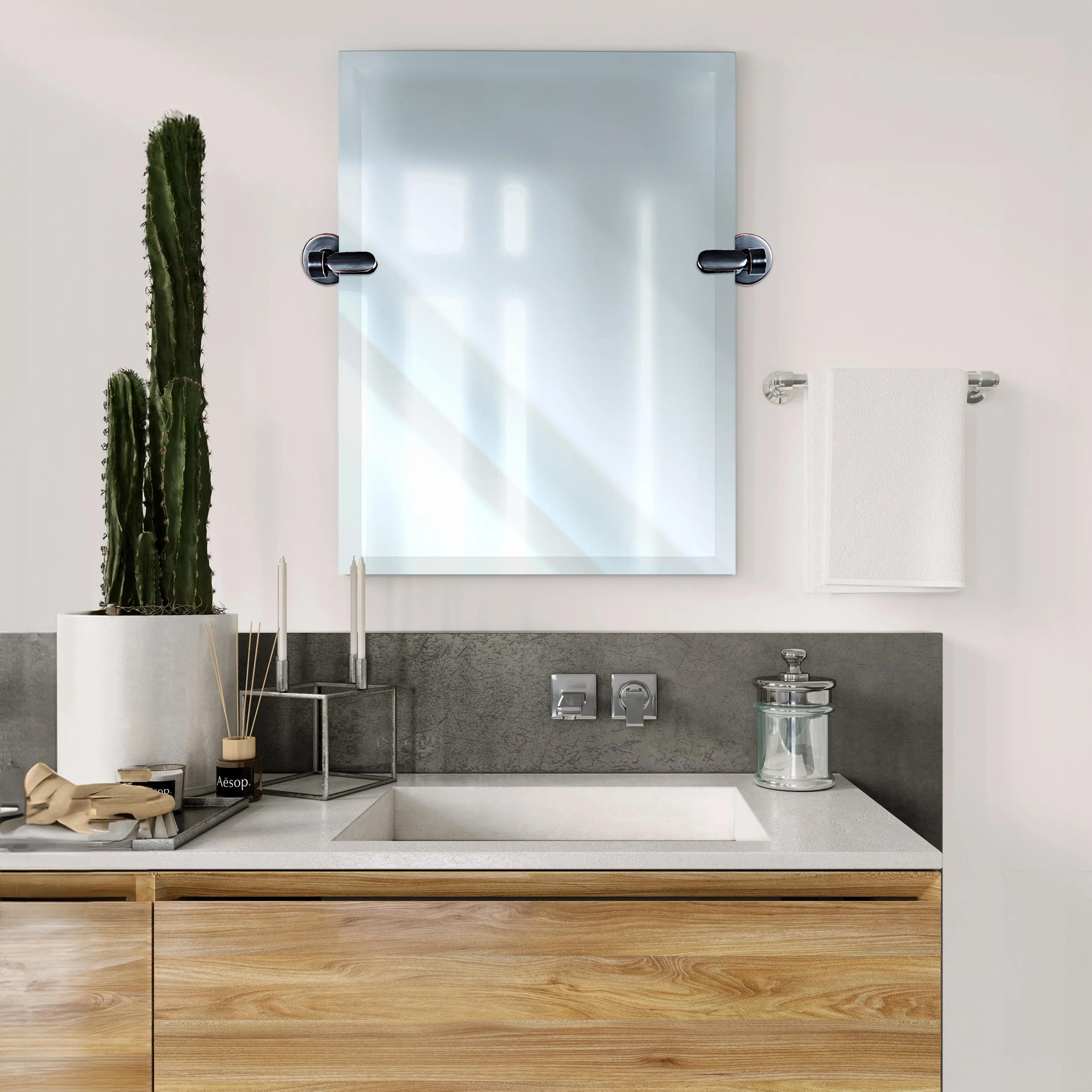21''W x 24''H Rectangular Frameless Bathroom Tilting Mirror - Available in 3 Colors