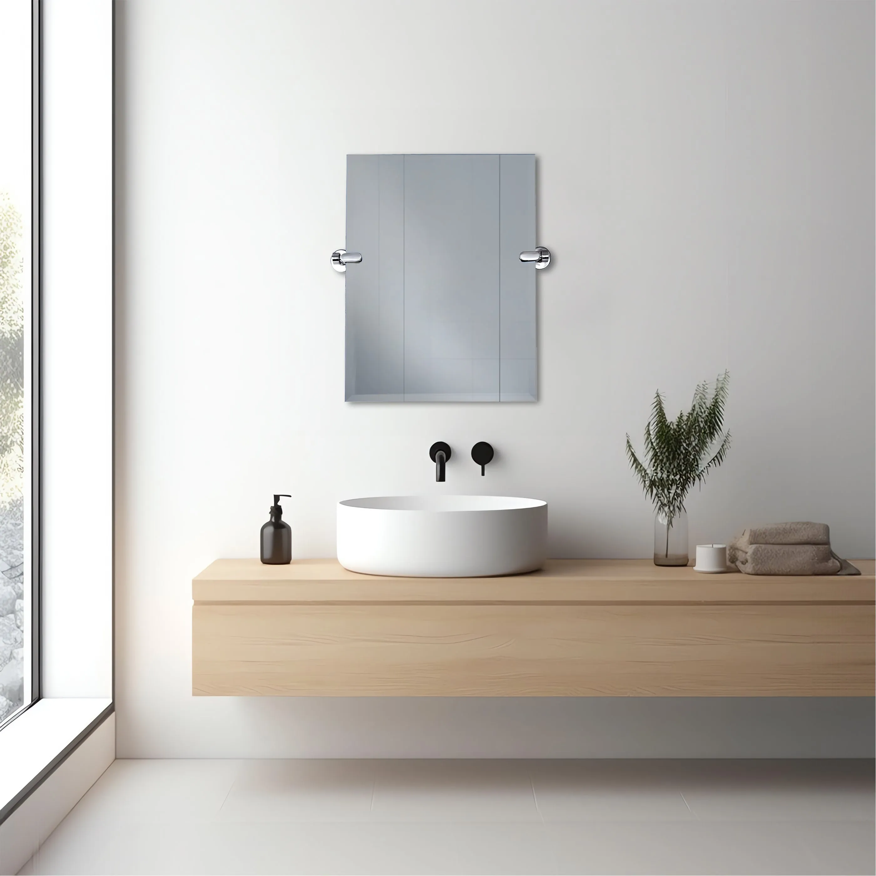 21''W x 24''H Rectangular Frameless Bathroom Tilting Mirror - Available in 3 Colors