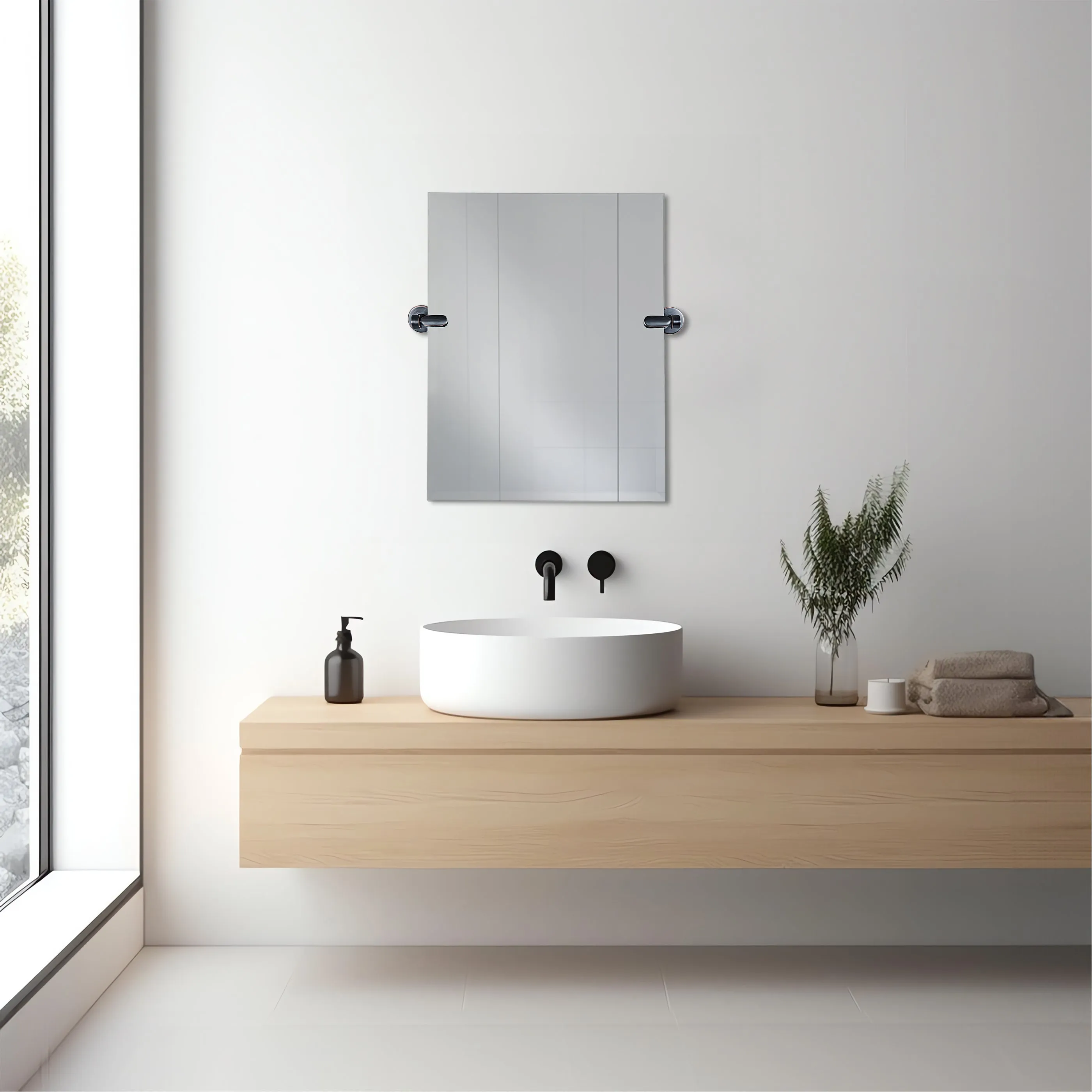 21''W x 24''H Rectangular Frameless Bathroom Tilting Mirror - Available in 3 Colors