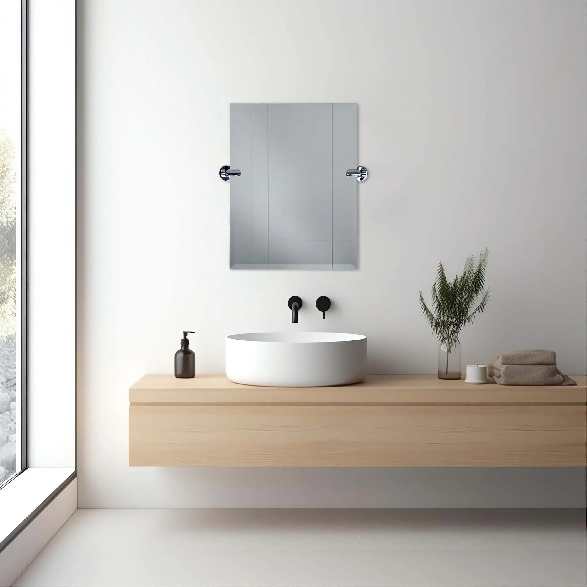 21''W x 24''H Rectangular Frameless Bathroom Tilting Mirror - Available in 3 Colors