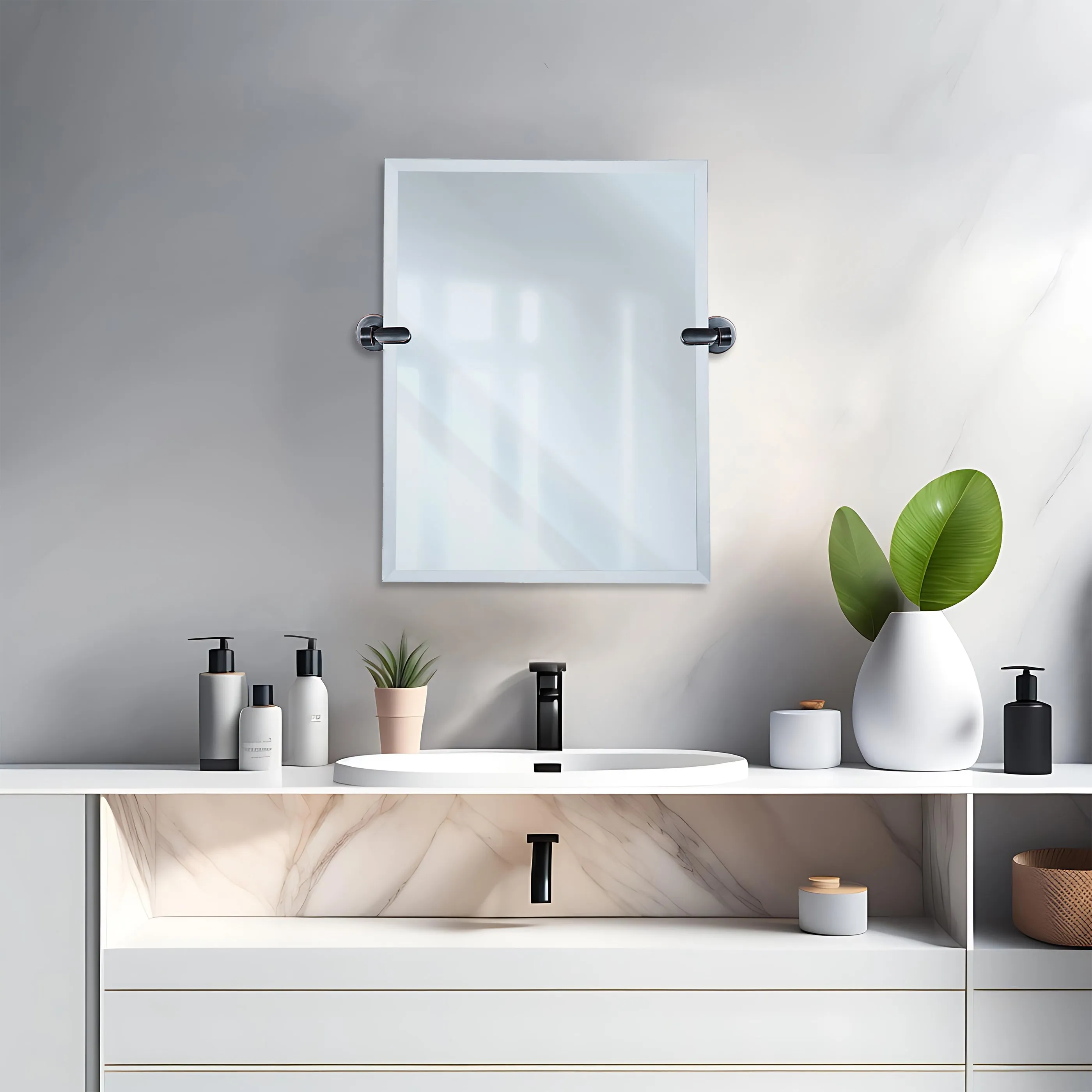 21''W x 24''H Rectangular Frameless Bathroom Tilting Mirror - Available in 3 Colors