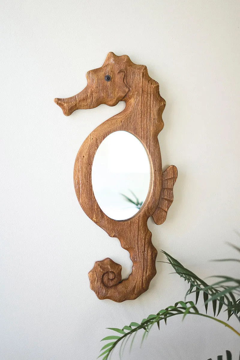 23"H Wood Framed Seahorse Mirror