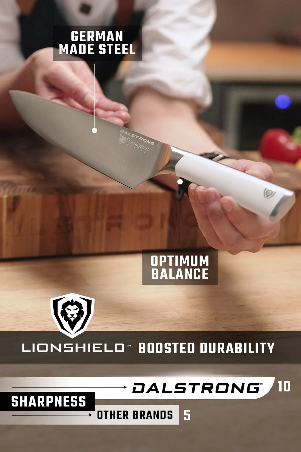 3-Piece Knife Set | White Handle | Vanquish Series | NSF Certified | Dalstrong ©
