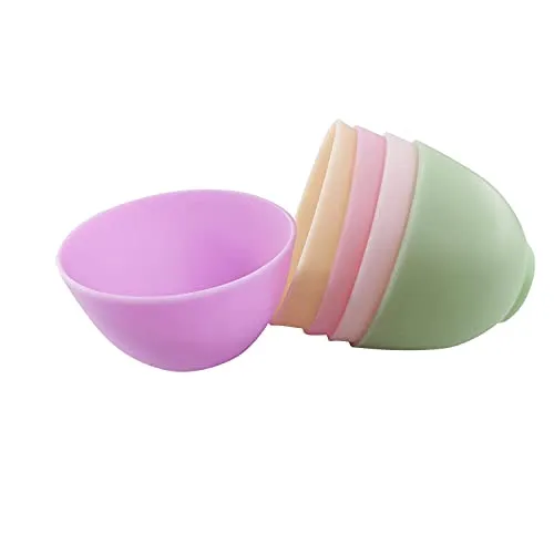 3.3 Inch Home Use Silicone Facial Mask Mixing Bowl for Facial Mask，Mud Mask and Other Skincare Products Multi colored 5 Pcs (Small)