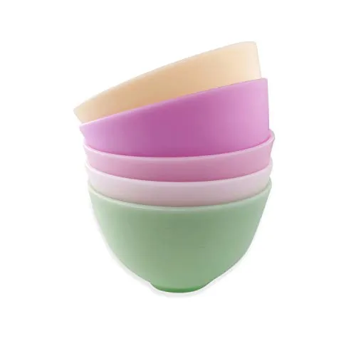 3.3 Inch Home Use Silicone Facial Mask Mixing Bowl for Facial Mask，Mud Mask and Other Skincare Products Multi colored 5 Pcs (Small)