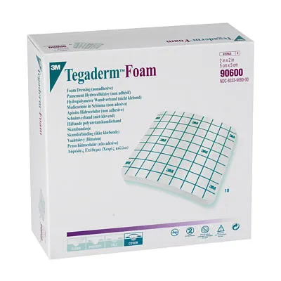 3M 90600 Tegaderm Foam Dressing (nonadhesive) - 2" x 2", Box of 10 dressings