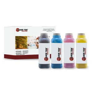 4 Pack Toner Refill Kit for Okidata C6100 BCMY | Laser Tek Services