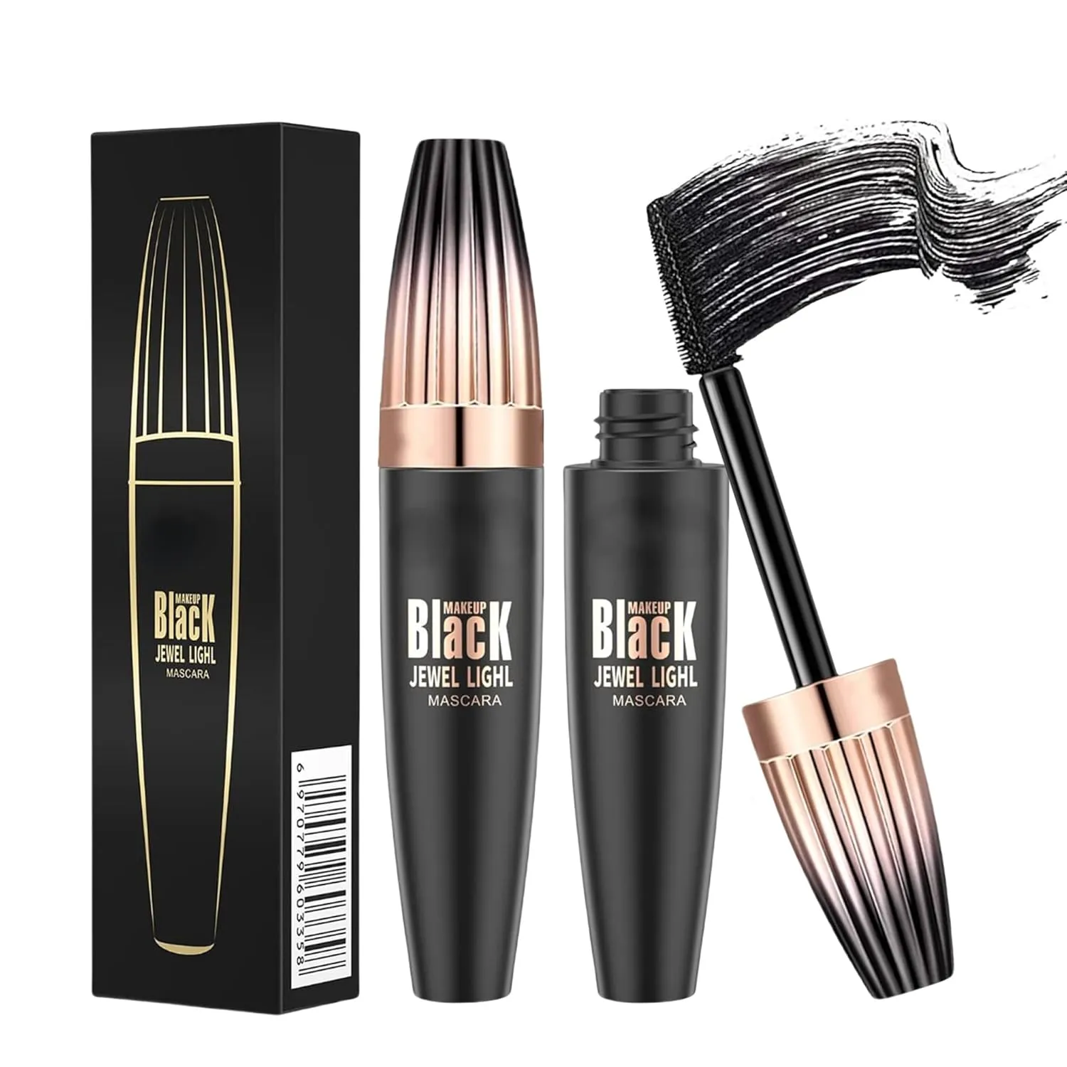 4D Silk Fiber Mascara Black: 5X Volume and Length Liquid Mascara With Fiber Extending Thickening - Waterproof, Smudge-proof, Full and Soft