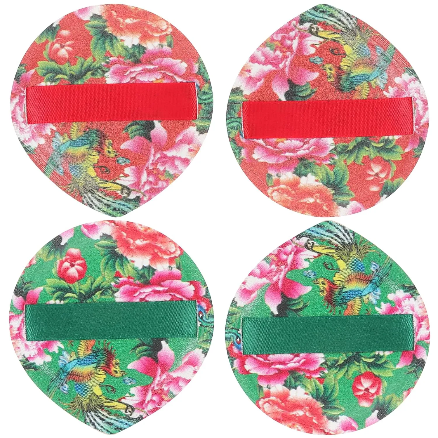 4Pcs Floral Pattern Makeup Pads Teardrop Powder Puff Soft and Durable Powder Applicators for Foundation Blending and Versatile Use Stylish Cosmetic Tools