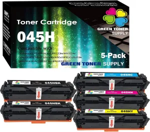 (5-Pack, 2X B C M Y) Compatible Cartridge 045H 045 Toner Cartridge CRG-045H Used for Color imageCLASS MF634Cdw LBP612Cdw MF632Cdw Printer, by GTS