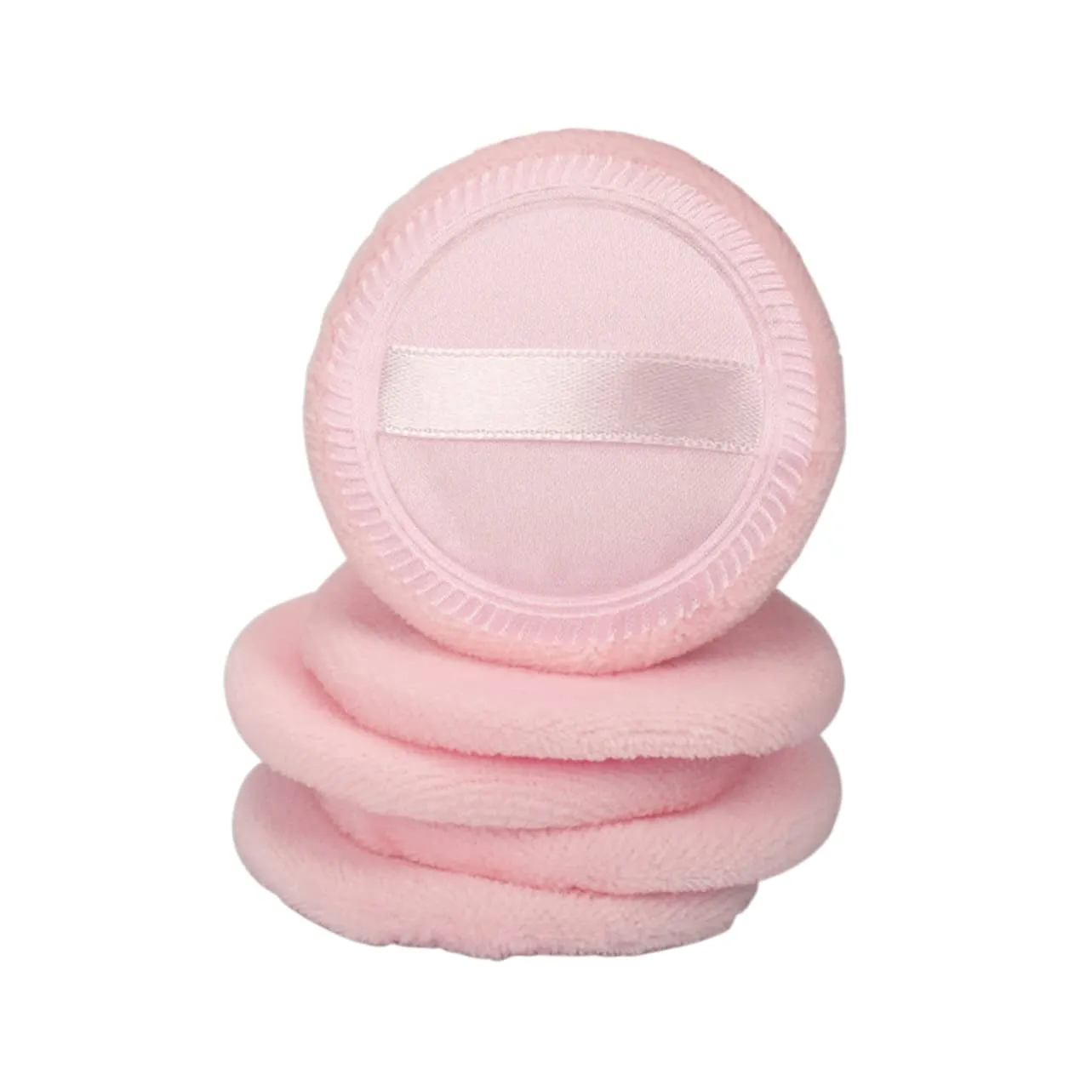 5Pcs Pink Cotton Powder Puff for Loose Mineral Velour Makeup Applicator for Even Foundation Application for Home Salon Travel Use