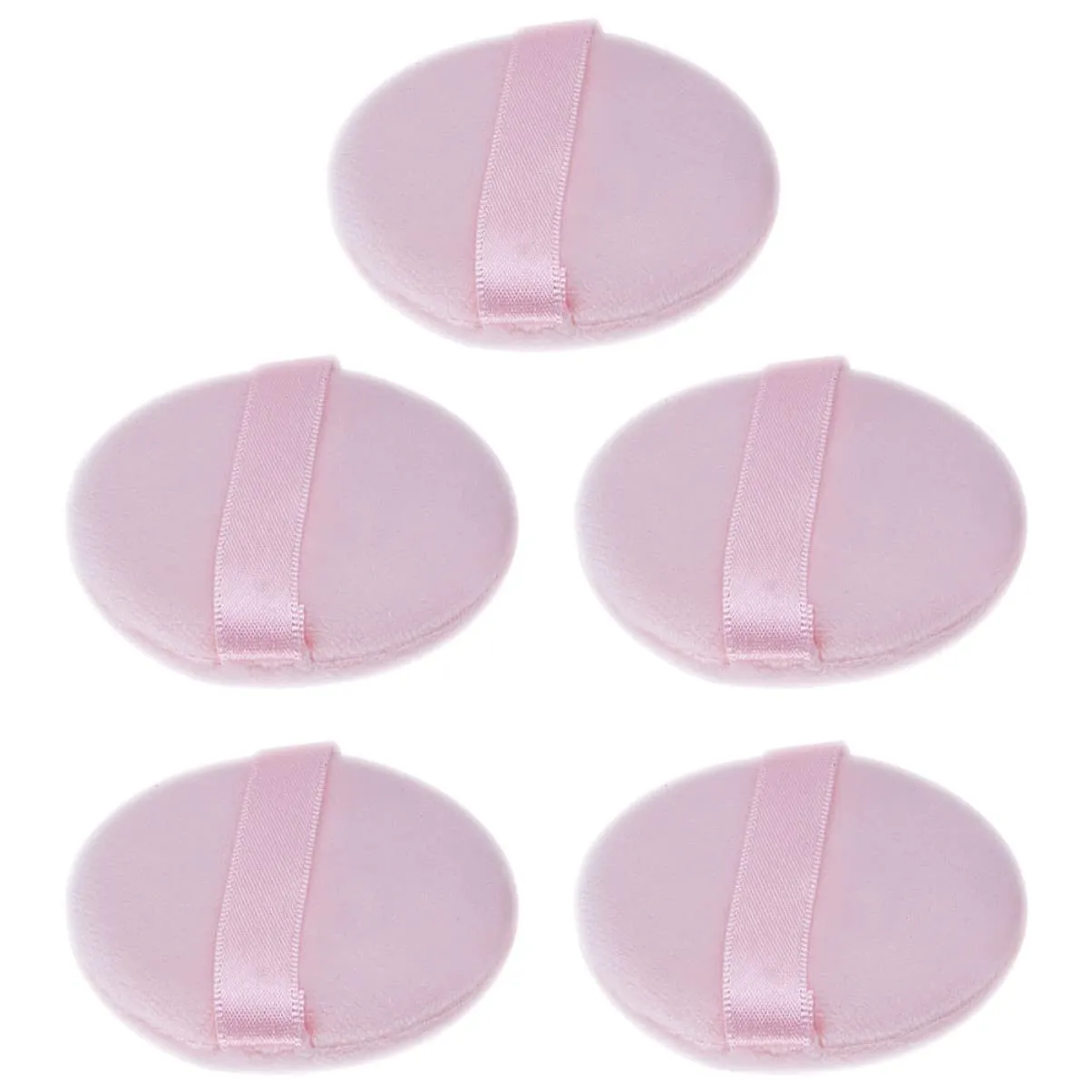 5pcs Round Facial Powder Puff Soft Fluffy and Skin-friendly Cosmetic Puff for Loose Powder Foundation for Home Salon Travel Use Storage Tub