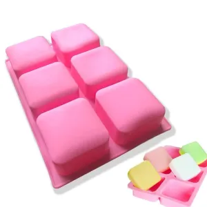 6 Cavity Square Silicone Soap Mould DIY Craft Activities Use In Home Decor  Bathrooms