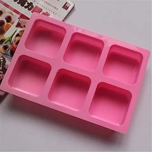 6 Cavity Square Silicone Soap Mould DIY Craft Activities Use In Home Decor  Bathrooms