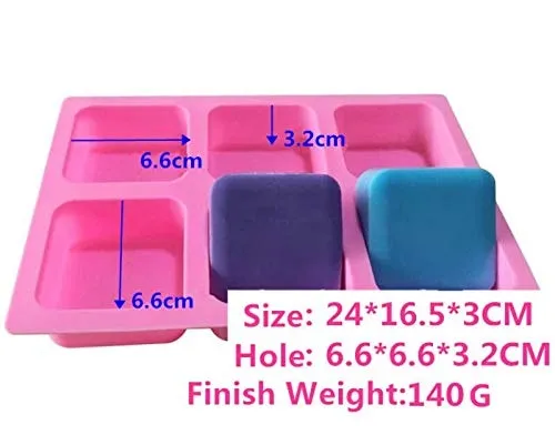 6 Cavity Square Silicone Soap Mould DIY Craft Activities Use In Home Decor  Bathrooms