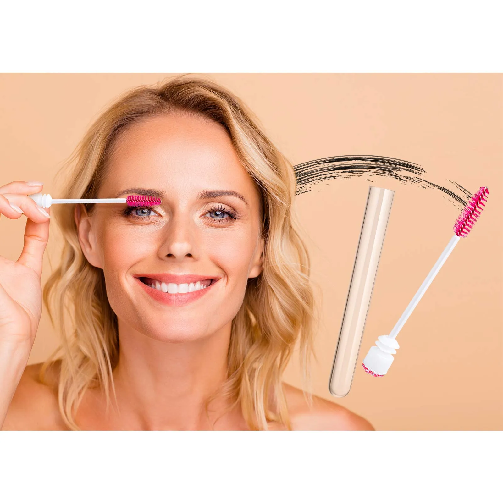 60 Pieces Mascara Wand Tube Set 30 Diamond Empty Eyelash Brush Tubes Spoolies 30 Mascara Wand Lash Extension Brushes Applicators Makeup Tools (110 mm, Pink) 110 mm
