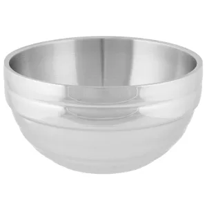 6.9-quart round double-wall stainless steel serving bowl with beehive pattern