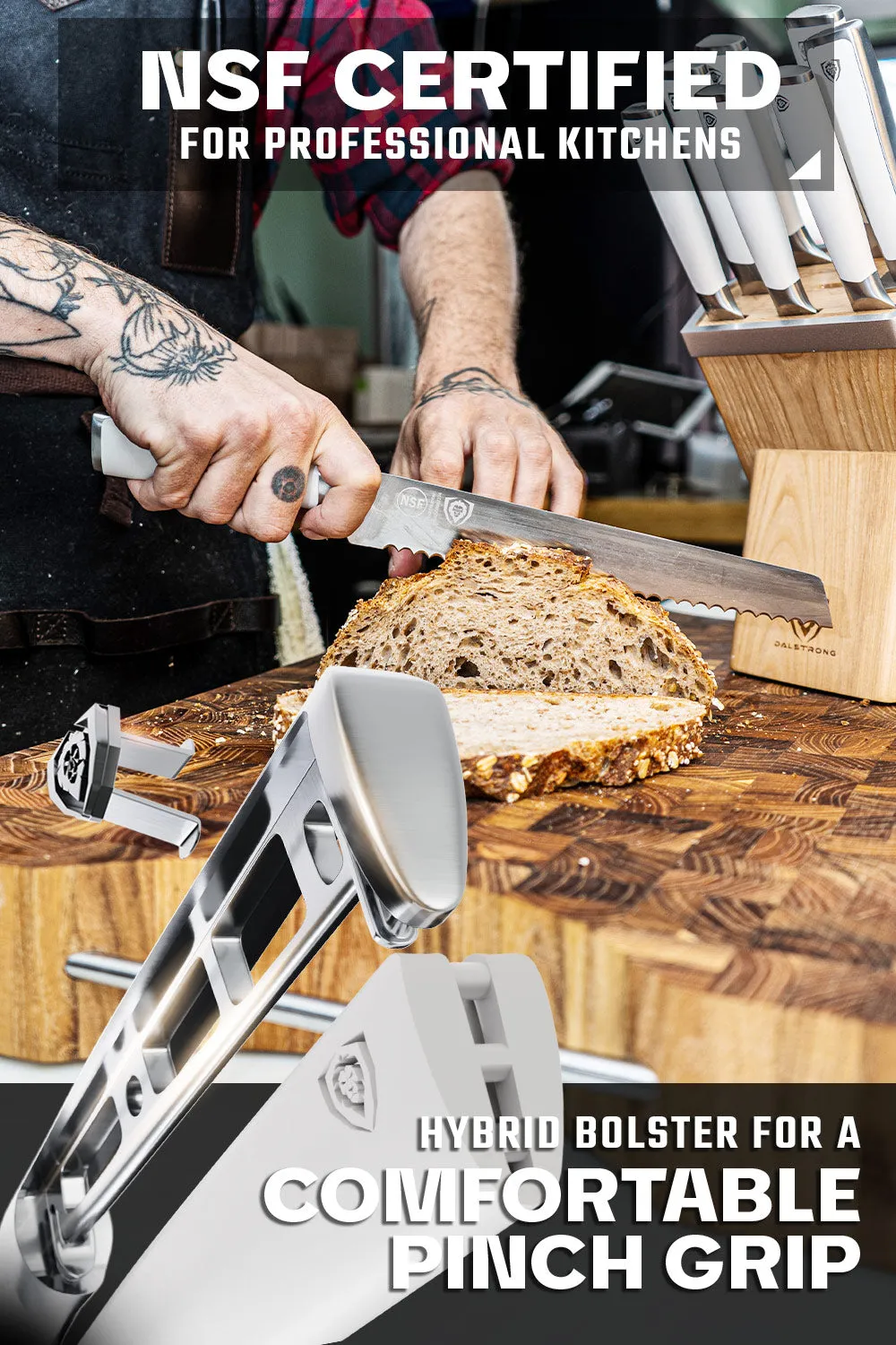 8-Piece Knife Block Set | White Handle | Vanquish Series | NSF Certified | Dalstrong ©