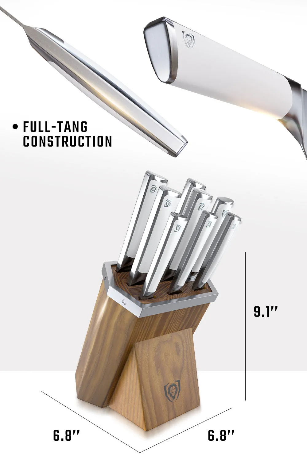 8-Piece Knife Block Set | White Handle | Vanquish Series | NSF Certified | Dalstrong ©