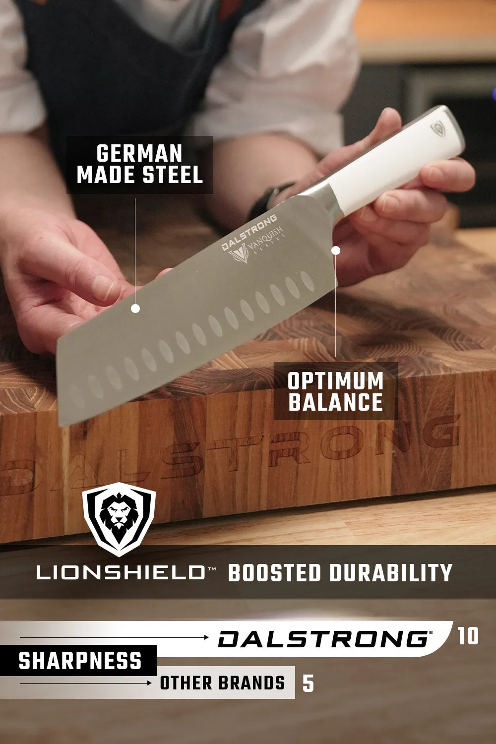 8-Piece Knife Block Set | White Handle | Vanquish Series | NSF Certified | Dalstrong ©