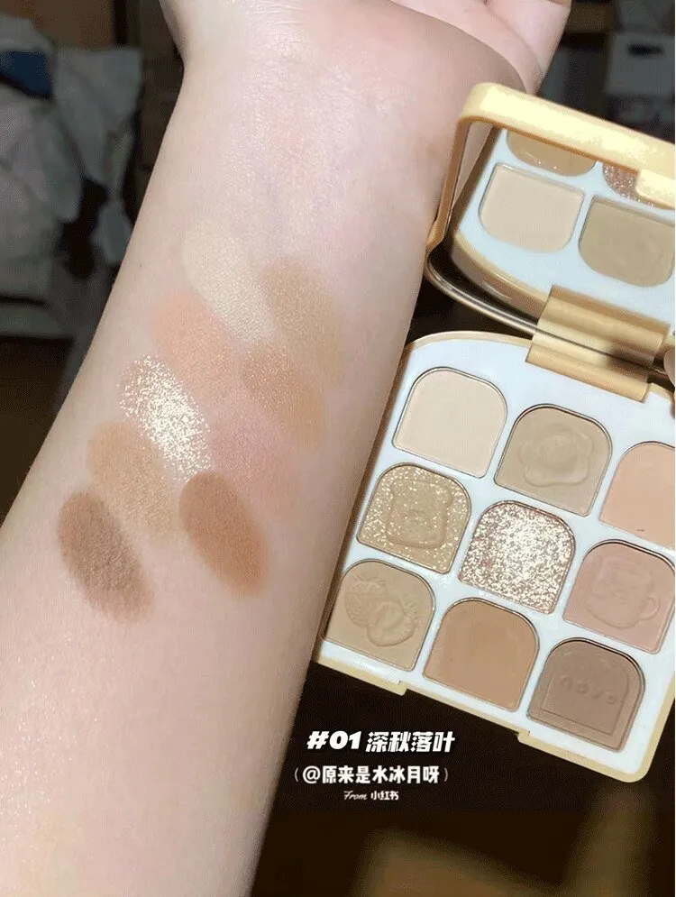 9 Color Shimmer Matte Eye Shadow Palette Gray Brown Milk Tea Eyeshadow Pallete Pigmented Glitter Diamond Makeup Palette Cosmetic