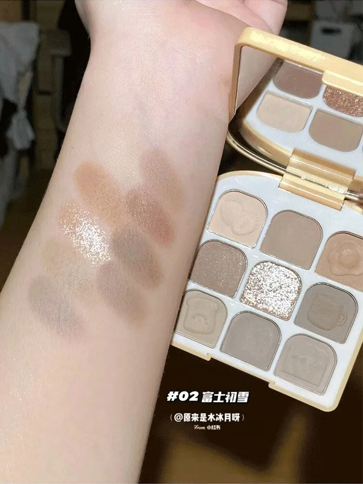 9 Color Shimmer Matte Eye Shadow Palette Gray Brown Milk Tea Eyeshadow Pallete Pigmented Glitter Diamond Makeup Palette Cosmetic