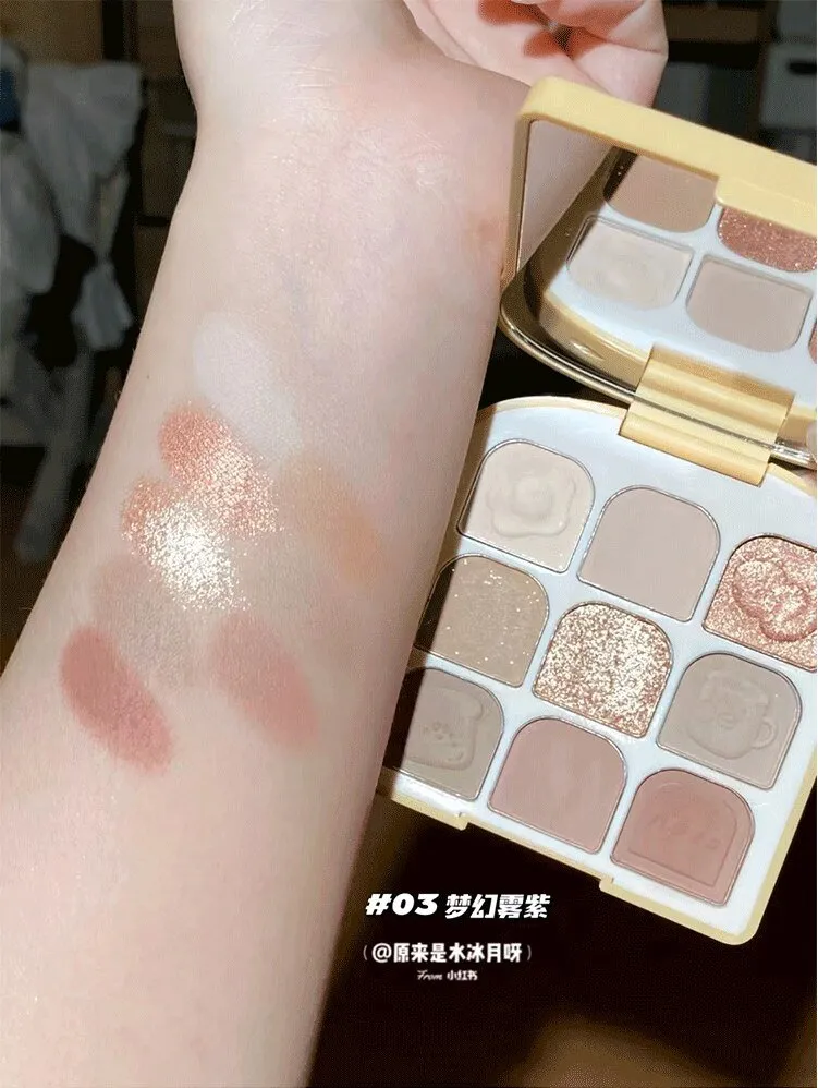 9 Color Shimmer Matte Eye Shadow Palette Gray Brown Milk Tea Eyeshadow Pallete Pigmented Glitter Diamond Makeup Palette Cosmetic