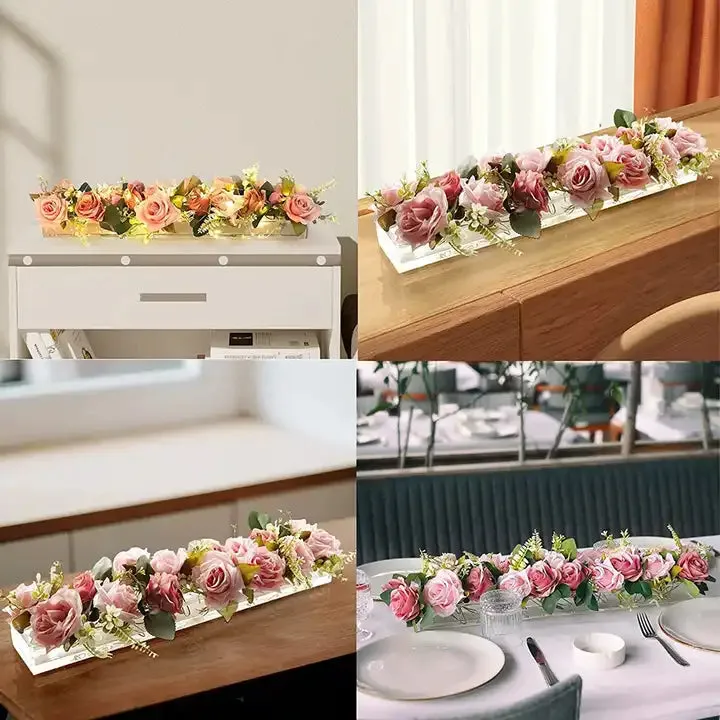 Acrylic Rectangular Flower Vase for Wedding Decoration 320S