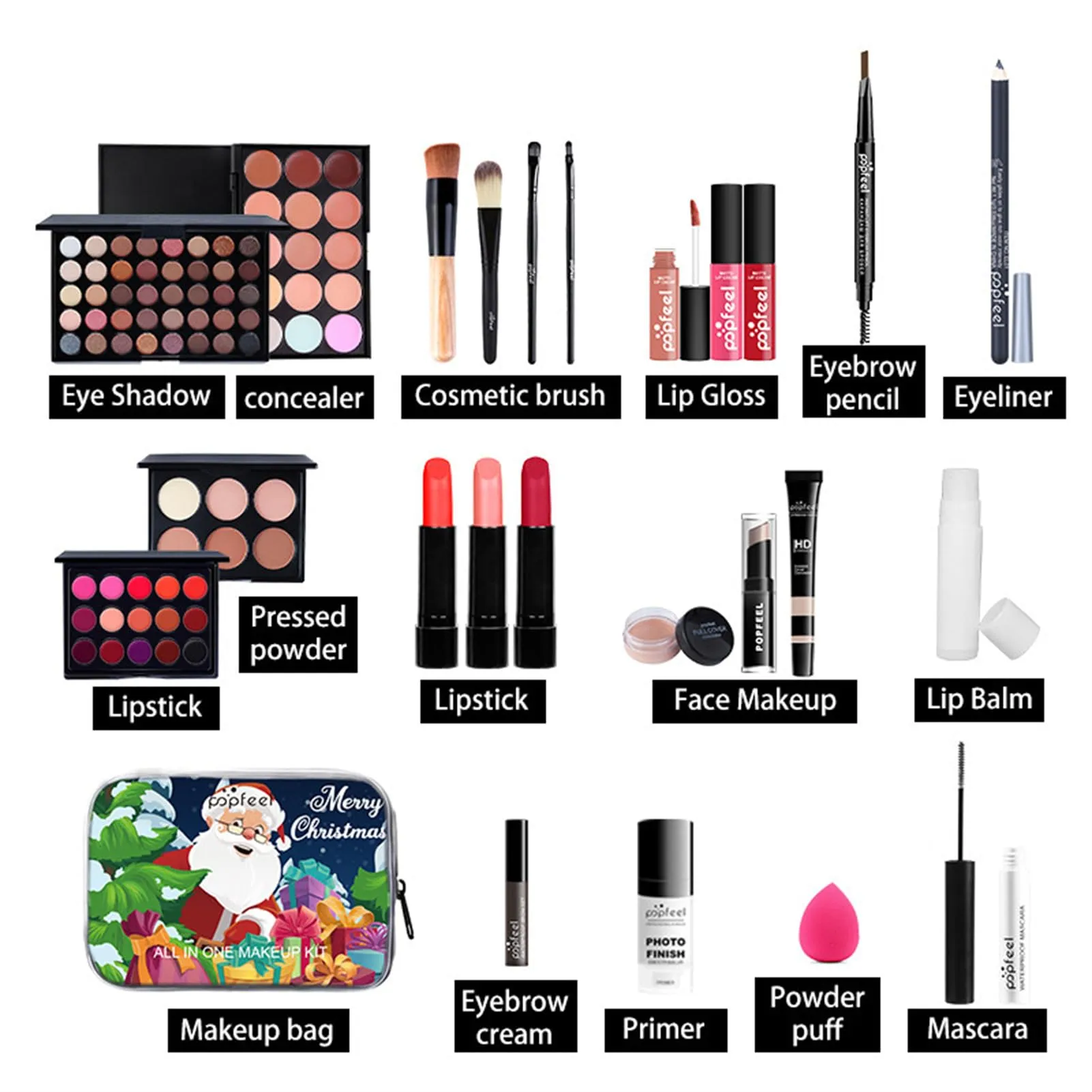 All in One Makeup Kit for Women Full Kit, Christmas Gifts Set for Women Girls, Makeup Essential Bundle with Eyeshadow Palette Makeup Brush Lipstick Blush Foundation Concealer Mascara Eyebrow Pencil
