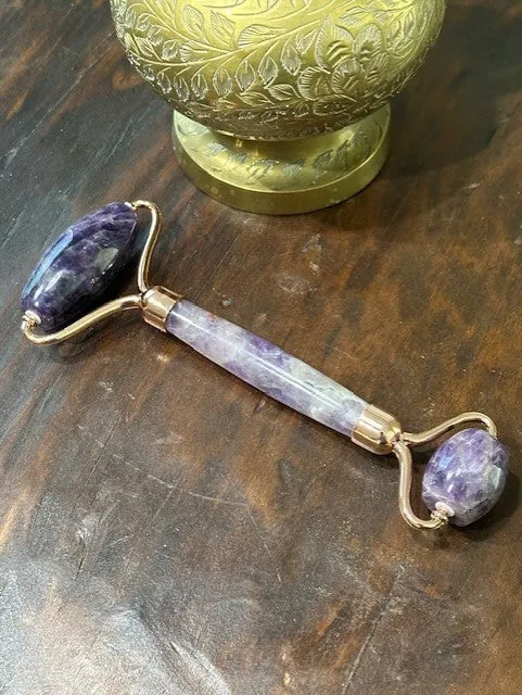 Amethyst Gua Sha Roller and Face Mask Brush Kit