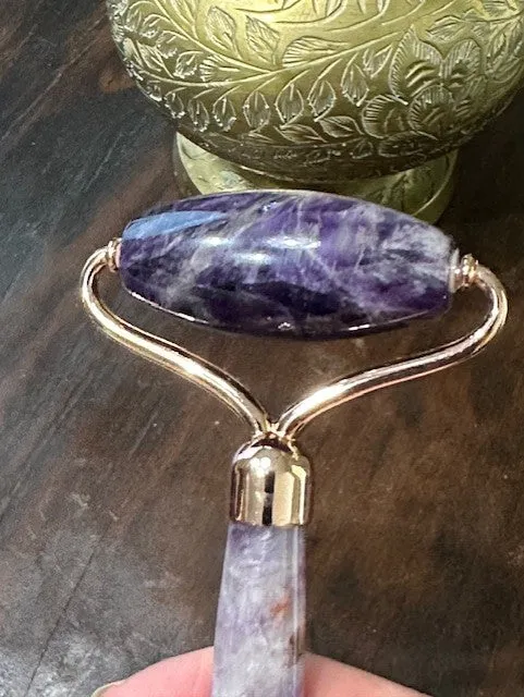 Amethyst Gua Sha Roller and Face Mask Brush Kit