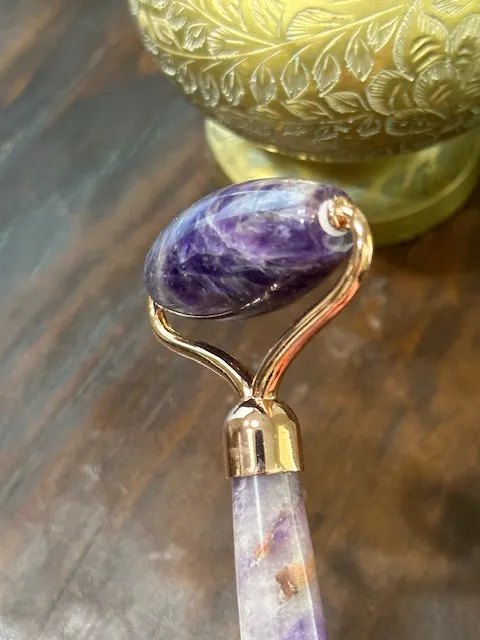 Amethyst Gua Sha Roller and Face Mask Brush Kit
