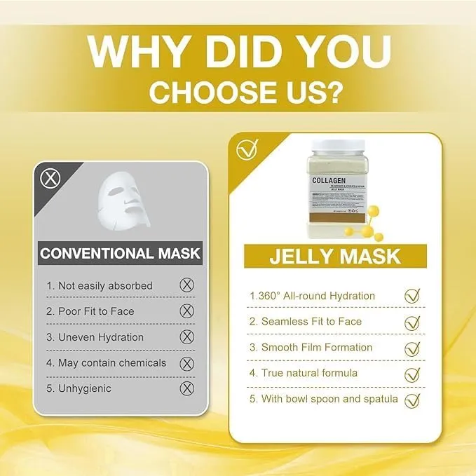 Angeland Jelly Mask for Facials Professional Natural Gel Face Masks, Moisturizing & Hydrating Jelly Face Masks, Peel Off Face Masks SkinCare 23 Fl Oz (Collagen)