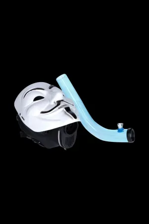 Anonymous Gas Mask Bong with Bent Acrylic Tube in White