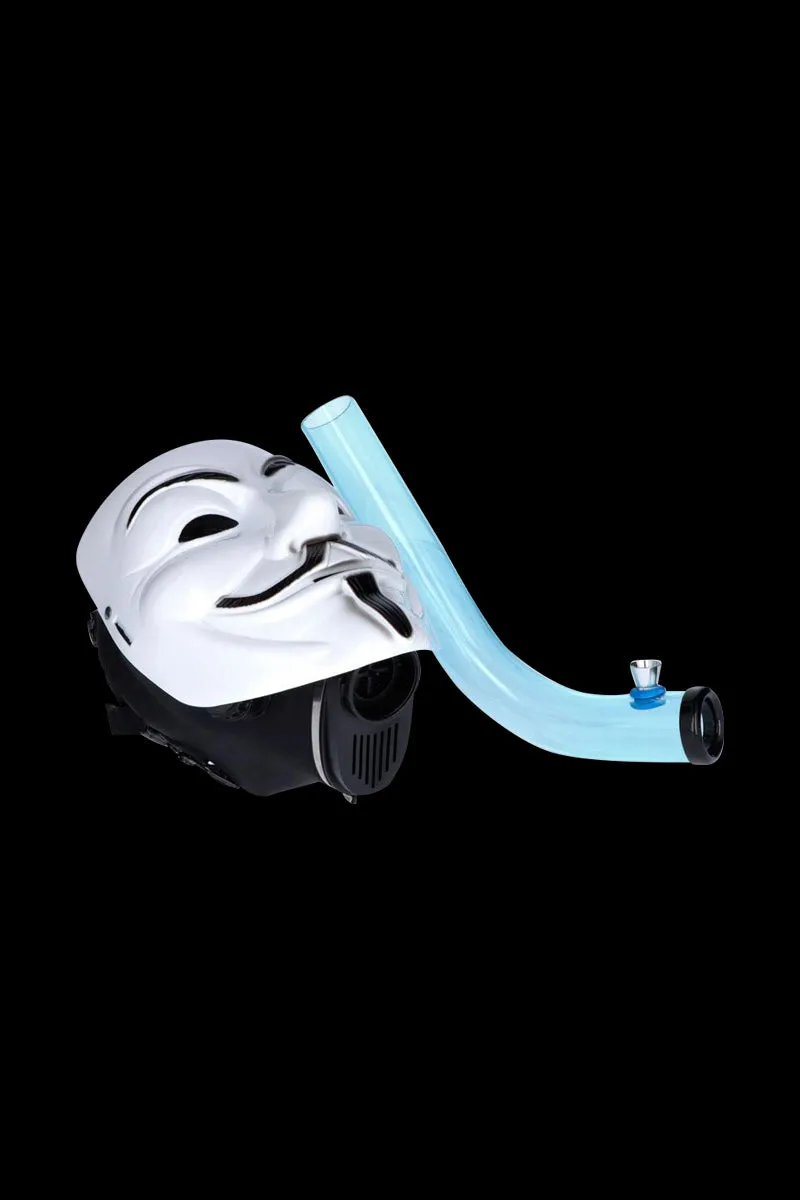 Anonymous Gas Mask Bong with Bent Acrylic Tube in White
