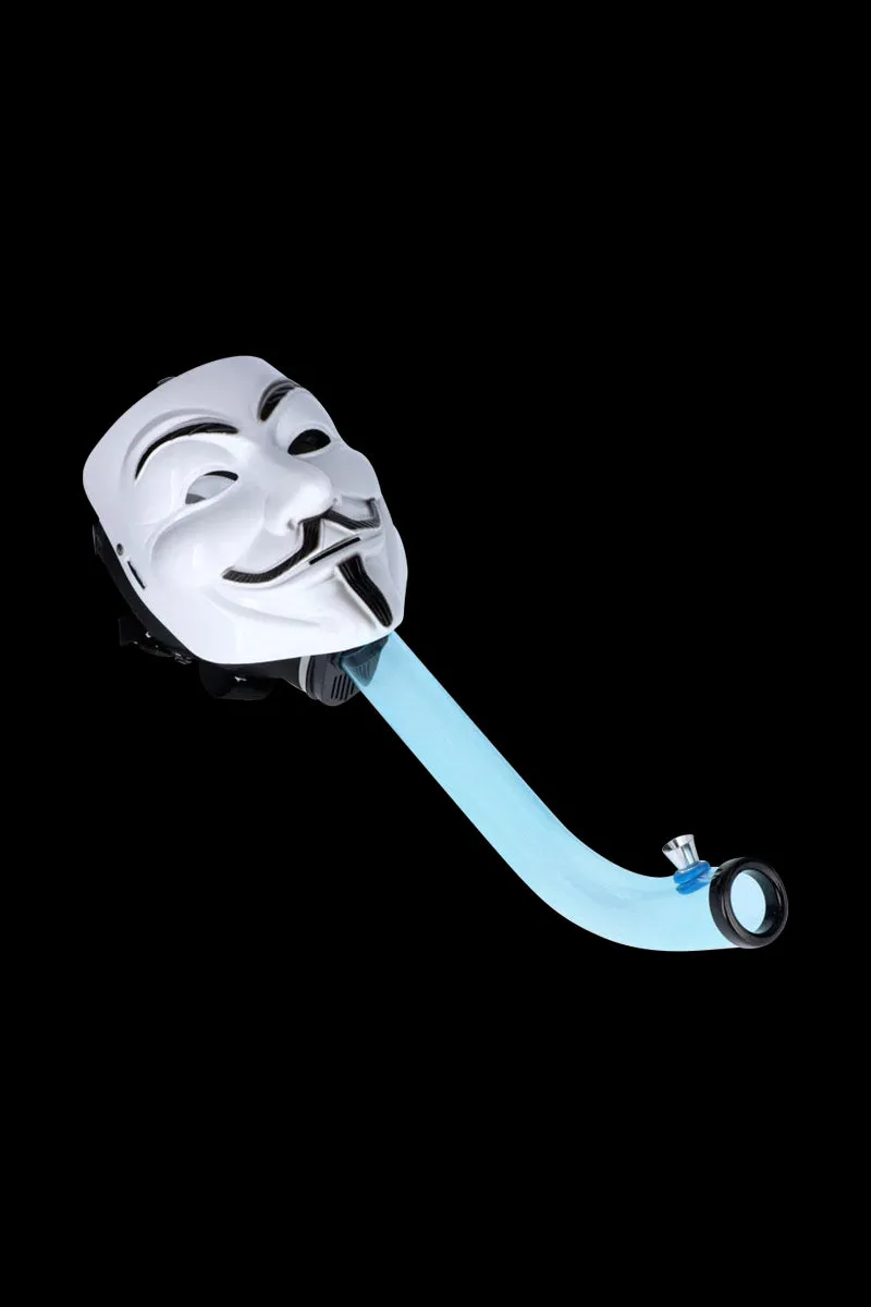 Anonymous Gas Mask Bong with Bent Acrylic Tube in White