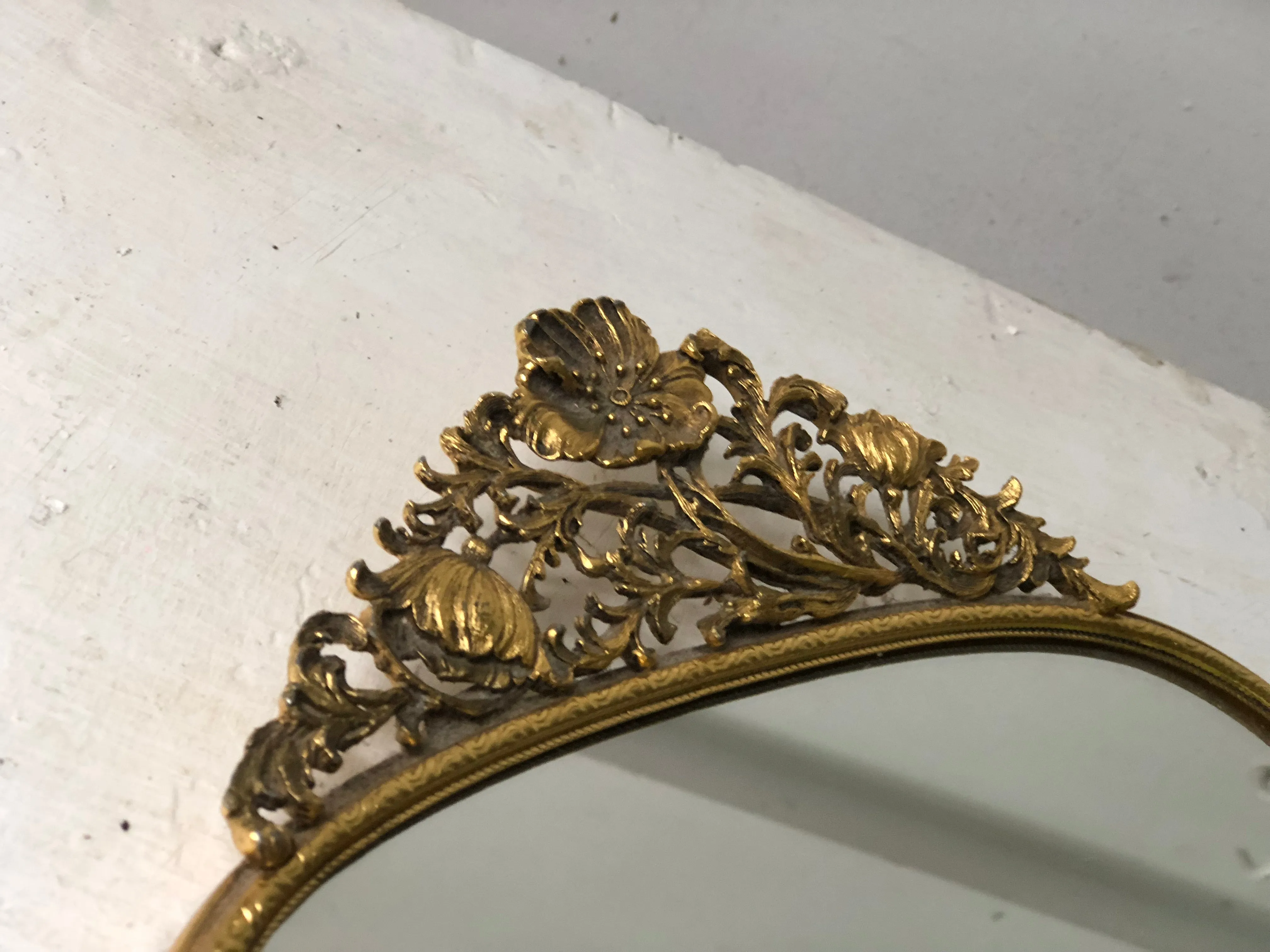 Antique Floral Matson Mirror Tray