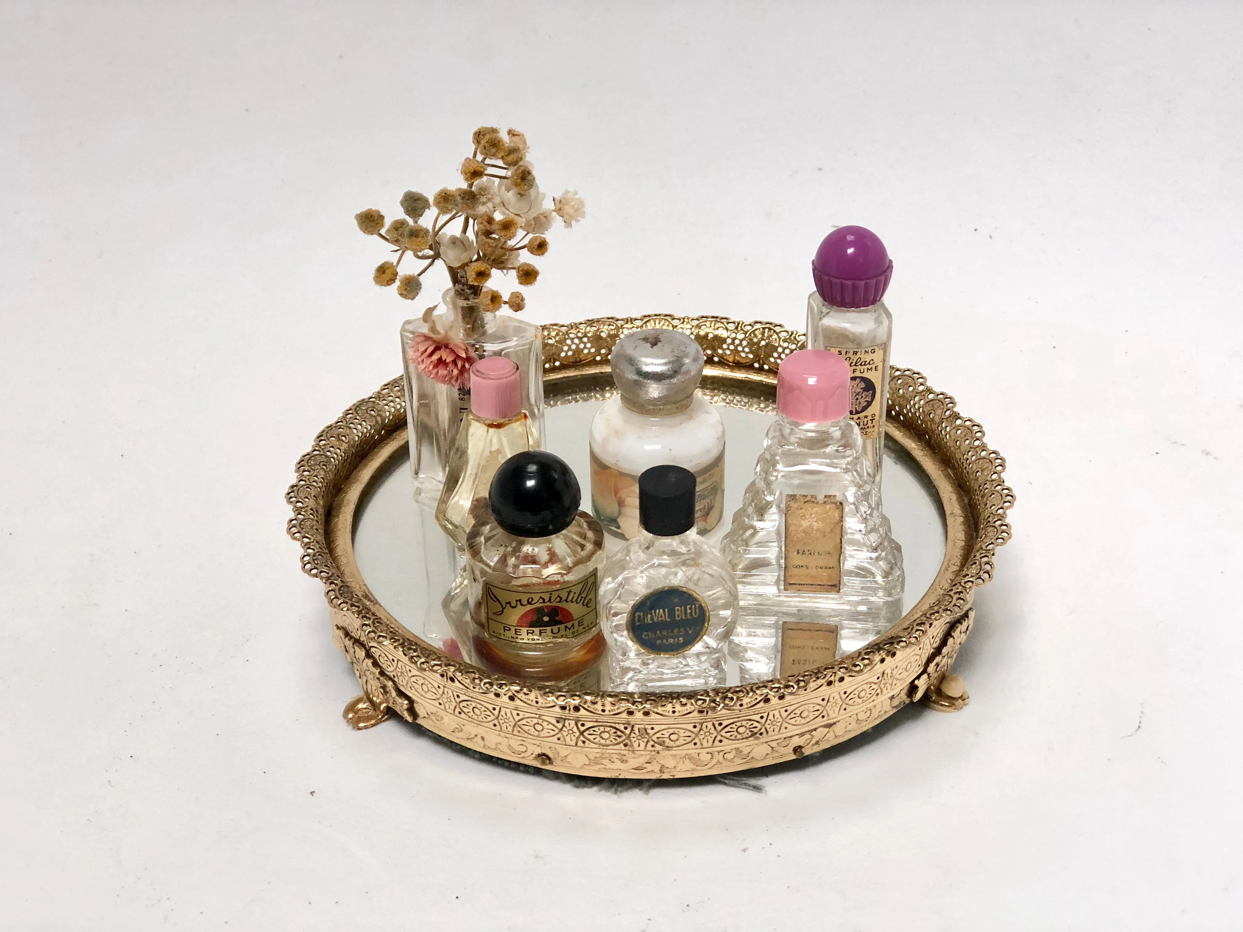 Antique Miniature Vanity Mirror Tray