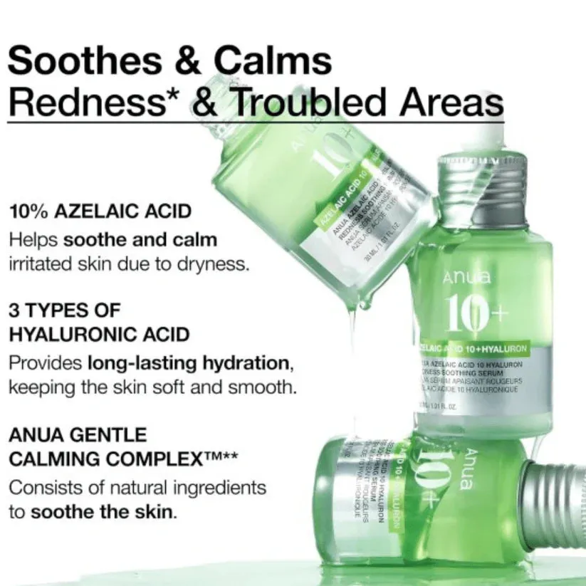 Anua Azelaic Acid 10  Hyaluron Redness Soothing Face Serum 30ml