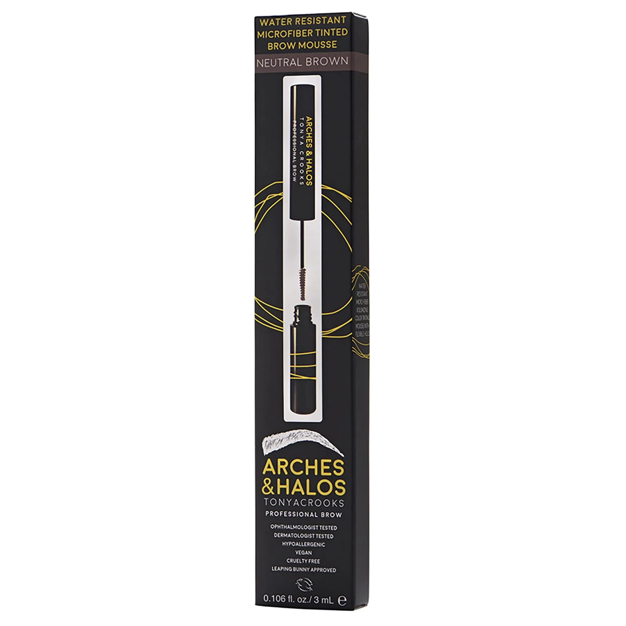 Arches & Halos Microfiber Tinted Brow Mousse - Neutral Brown - Soft, Natural Definer Mousse to Shape, Sculpt and Control Eyebrows - Silky, Non-Crunchy, Fast-Setting Texture - Vegan Formula - 0.106 oz