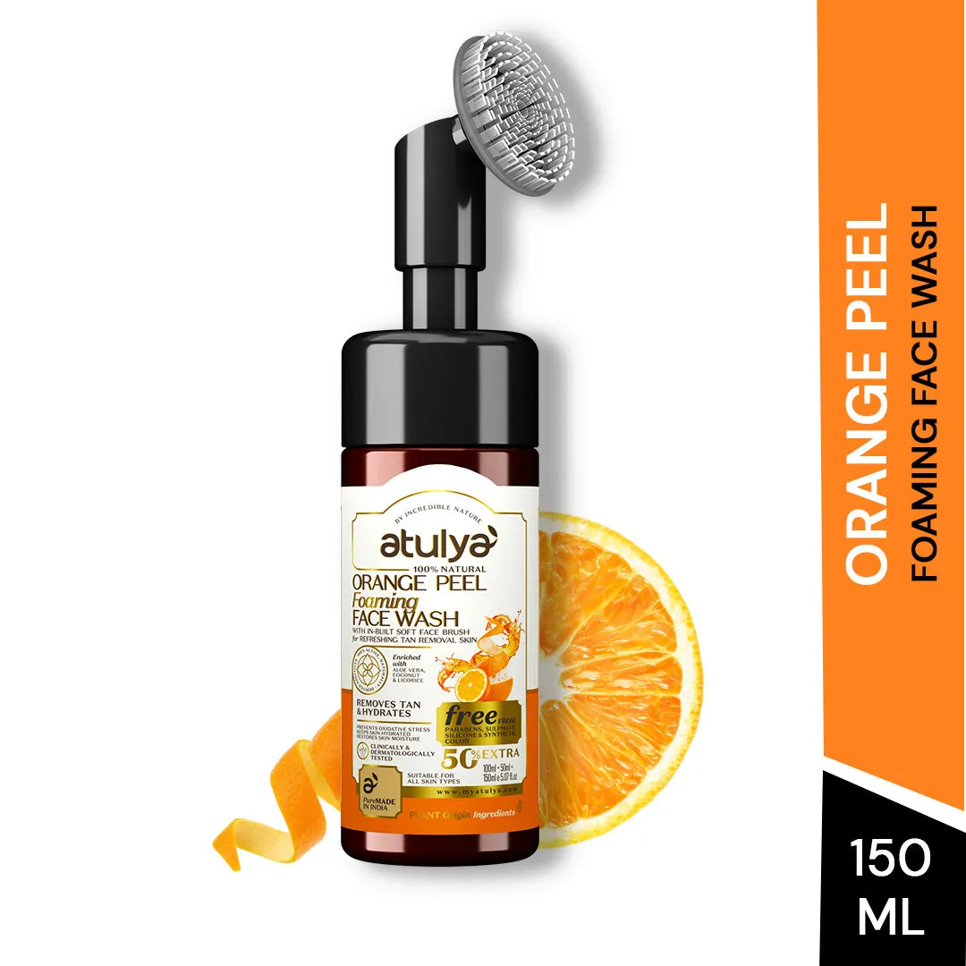 atulya Orange Peel Foaming Face Wash with Silicone Brush - 150ml (Buy Any5 Products & Save Rs.500 Use code : RS500)
